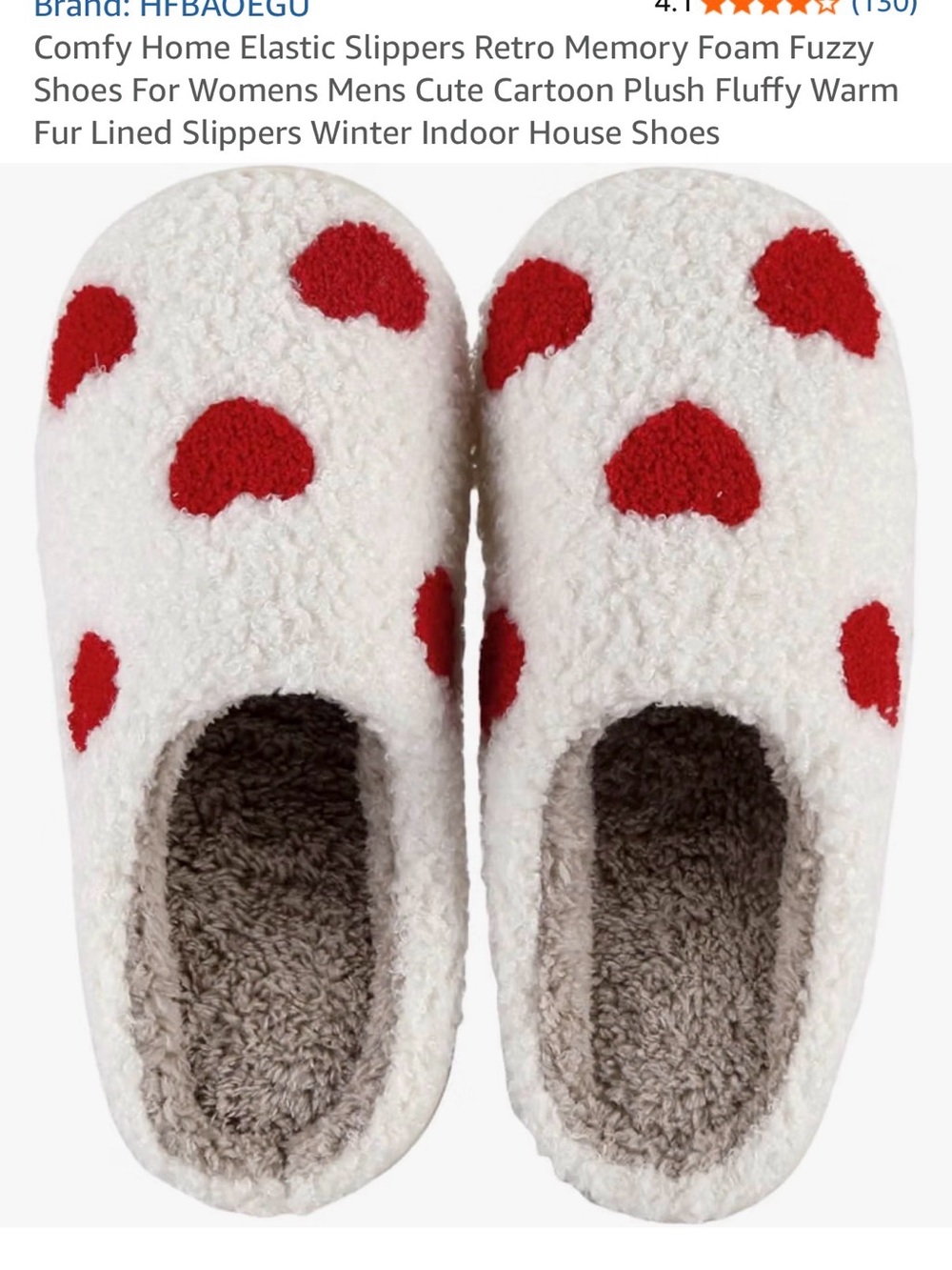 Women’s Cozy Heart Slipper - White with Red Hearts